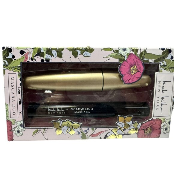 Nicole Miller Volumizing & Lengthening Mascara Duo Set Gold & Black Tubes NEW - Picture 2 of 3